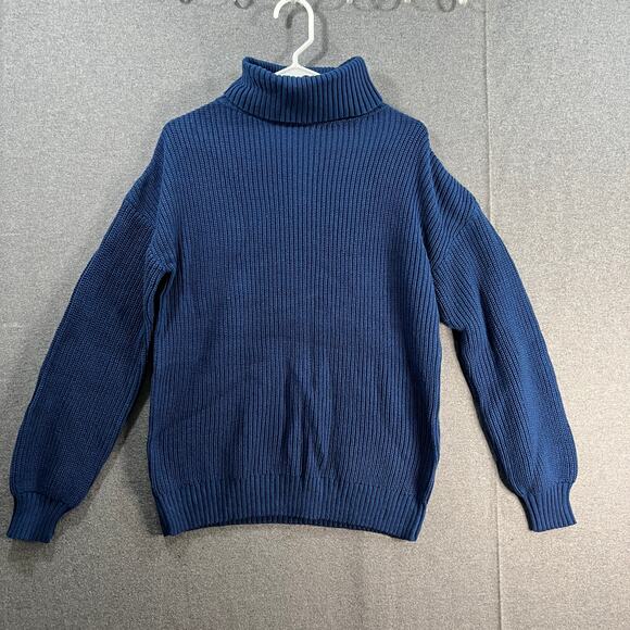 Belle by Kim Gravel Shaker Knit Turtleneck Tunic Sweater Blue Estate Medium - Picture 1 of 10